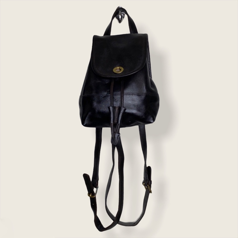 Coach Style Black Leather Backpack